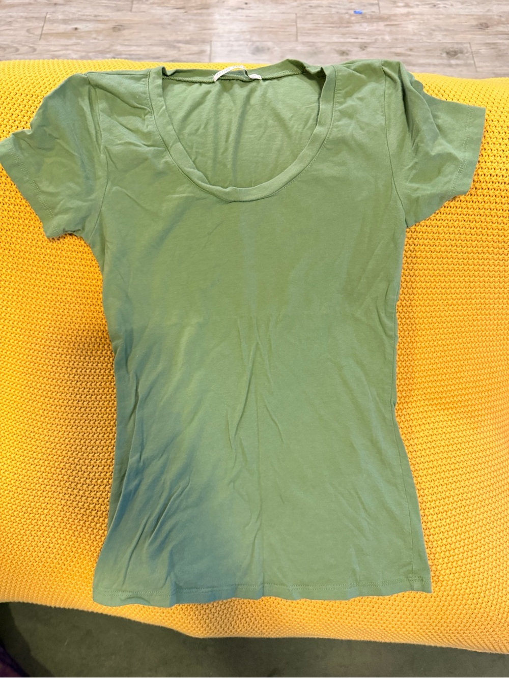 Active Basic Olive Green Scoop Neck Short Sleeve Tee